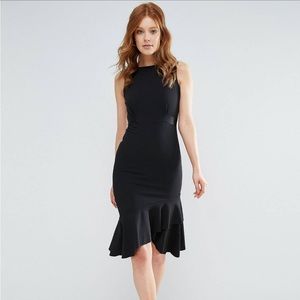 City Goddess Peplum Hem Pencil Dress With Contrast